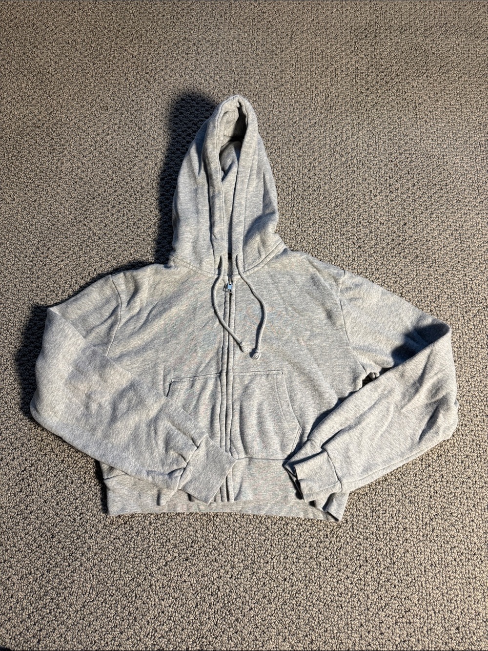 Brandy Melville Light Grey Cropped Zip Hoodie
